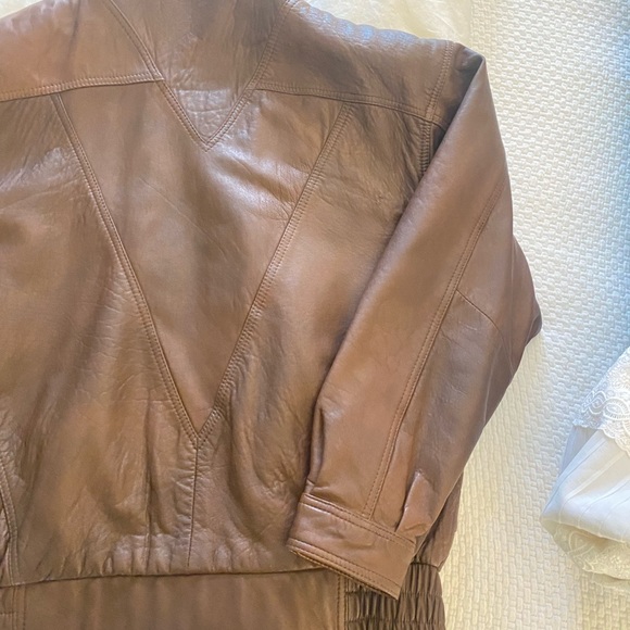 Vintage 100% Leather Oversized Jacket - Picture 3 of 5